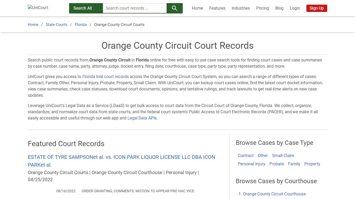 Orange County Circuit Court Records | Florida | UniCourt